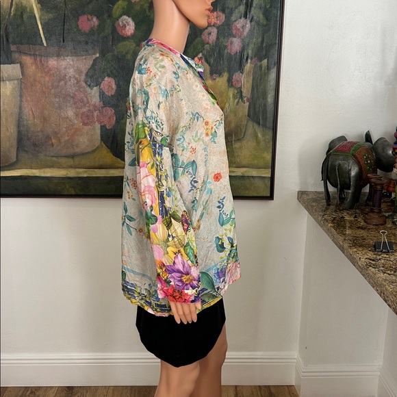 Johnny Was silk floral blouse - Picture 2 of 6